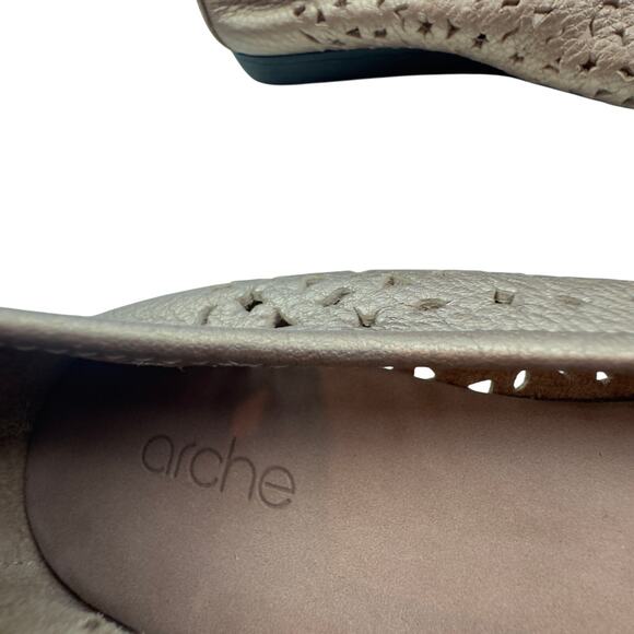 Arche Lilly Laser Cut Leather Butter Soft Metallic Ballet Flats Women's 38/7.5-8 - Picture 8 of 11